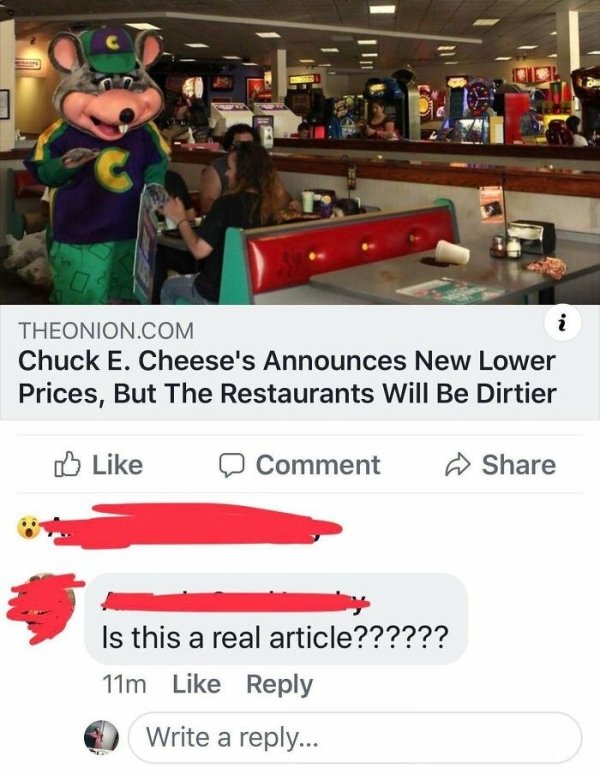 indoor games and sports - N. Theonion.Com Chuck E. Cheese's Announces New Lower Prices, But The Restaurants Will Be Dirtier Comment Is this a real article?????? 11m Write a ...