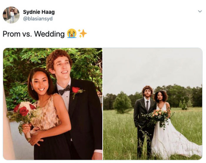 high school couples - Sydnie Haag Prom vs. Wedding for