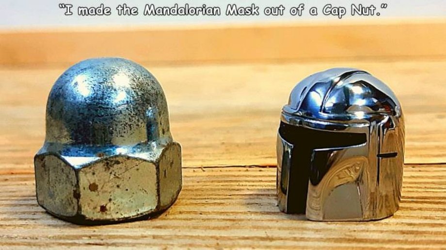 helmet - "I made the Mandalorian Mask out of a Cap Nut.