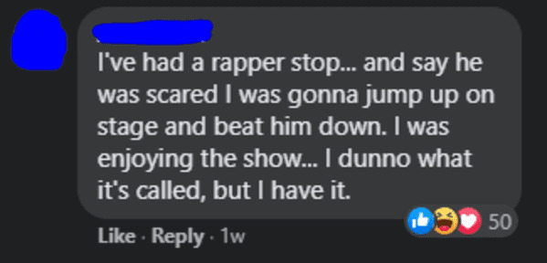 hunger quotes - I've had a rapper stop... and say he was scared I was gonna jump up on stage and beat him down. I was enjoying the show... I dunno what it's called, but I have it. 50 1w