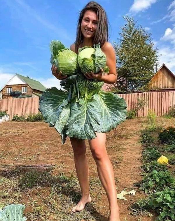 woman with her cabbages