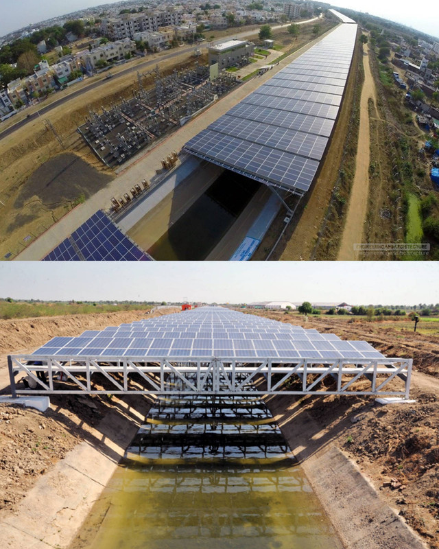 Solar panels being integrated into canals in India giving us Solar canals. it helps with evaporative losses, doesn’t use extra land and keeps solar panels cooler