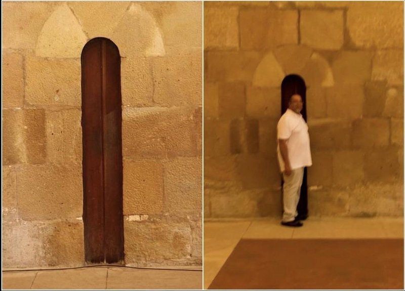 The door to the dining area of the Alcobaça Monastery in Portugal was made narrow so that monks who got too fat were forced to go into fasting