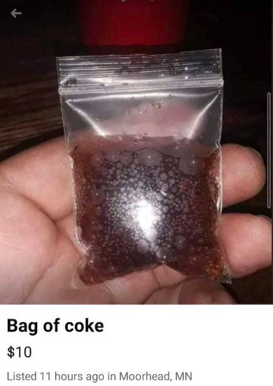 funny craigslist ads - Bag of coke $10 - coca-cola