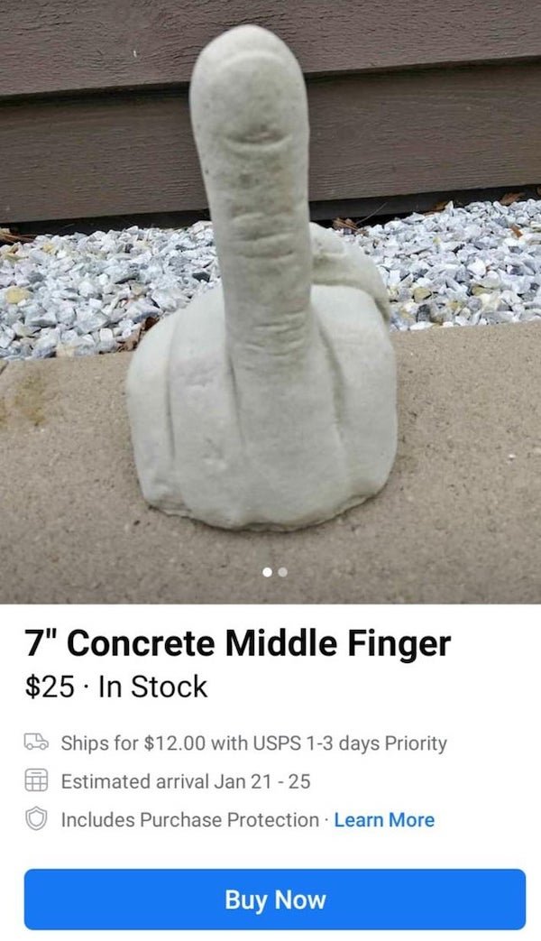 funny craigslist ads - middle finger sculpture