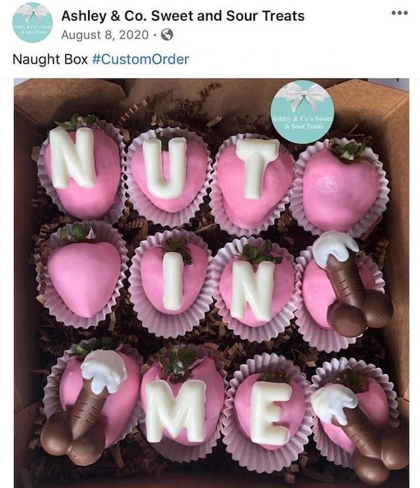 funny craigslist ads - Naught Box - cupcakes that say nut in me on them in frosting