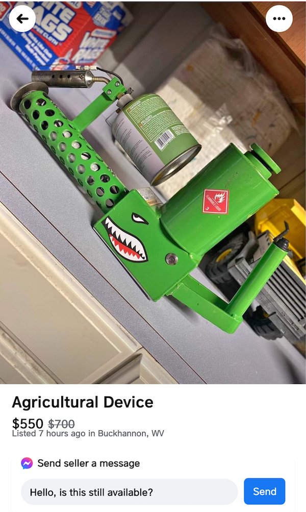 funny craigslist ads - agricultural device flamethrower