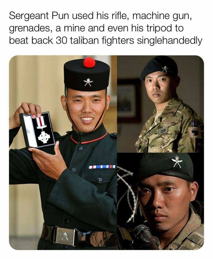 amazing people - sergeant pun - Sergeant Pun used his rifle, machine gun, grenades, a mine and even his tripod to beat back 30 taliban fighters singlehandedly