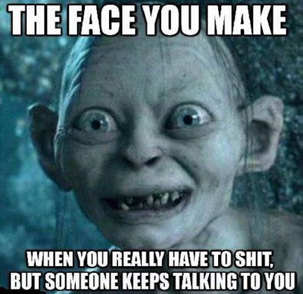 meme sarcastic - The Face You Make When You Really Have To Shit, But Someone Keeps Talking To You