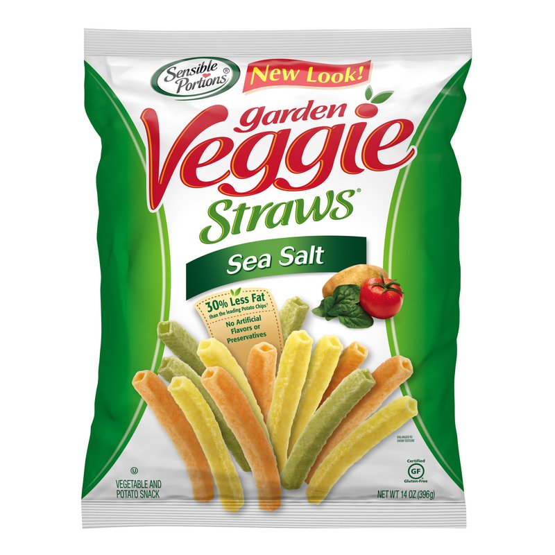 veggie straws - Sportions New Look! Garden Veggie Straws Sea Salt 30% Less Fat than the leading Potato Chips No Artificial Flavors or Preservatives Certified Gf Gluten Free Vegetable And Potato Snack Net Wt 14 Oz 3969