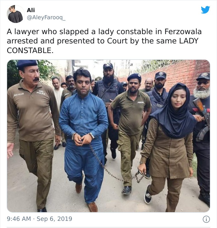 faiza lady constable - Ali A lawyer who slapped a lady constable in Ferzowala arrested and presented to Court by the same Lady Constable. Police .