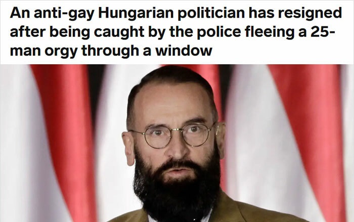 jozsef szajer - An antigay Hungarian politician has resigned after being caught by the police fleeing a 25 man orgy through a window