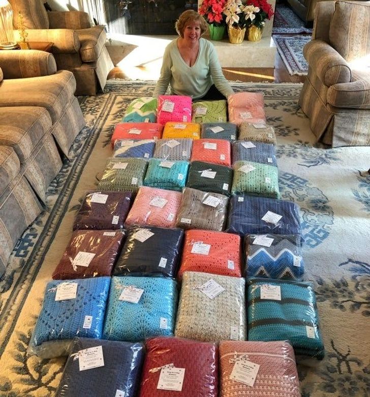 “My mom crochets and donated 31 blankets to sick children this year.”
