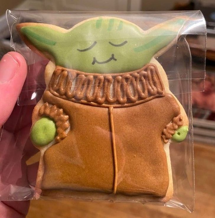 “I deliver part-time. Last night, a woman comes out and says: “I have something for you! I made baby Yoda cookies.”
