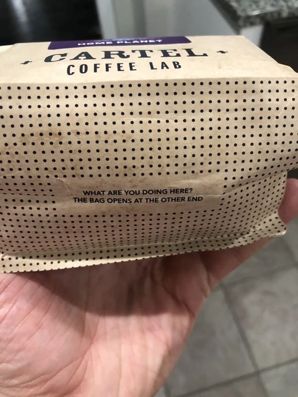 funny easter eggs - bag of coffee that says what are you doing down here on the bottom