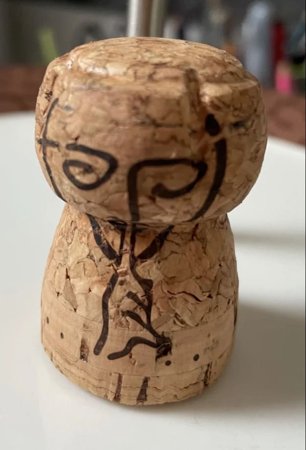 funny easter eggs - champagne cork with hidden face on it