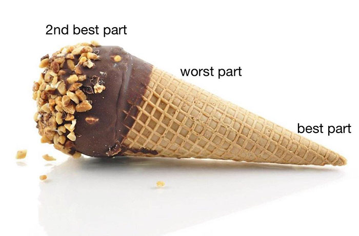 funny nostalgic memes - ice cream cone - 2nd best part worst part best part