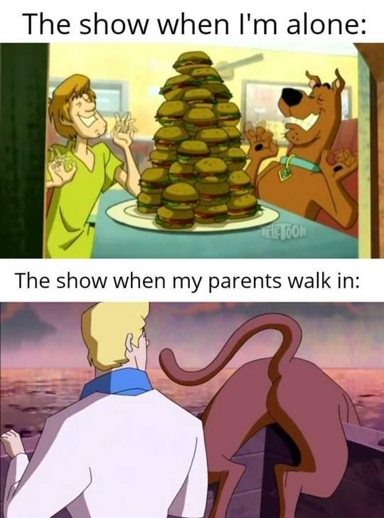 scooby doo cartoon food - The show when I'm alone Teletoon The show when my parents walk in