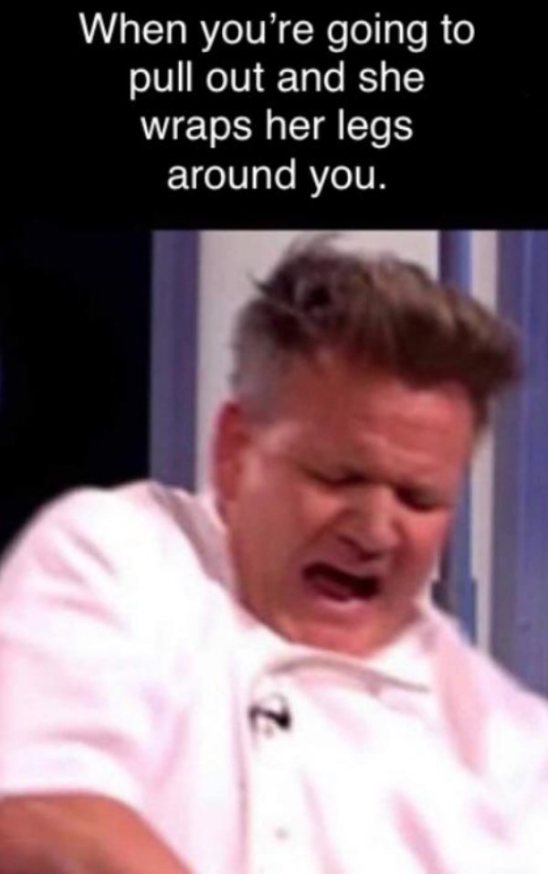 sex memes - gordon ramsay memes - When you're going to pull out and she wraps her legs around you.
