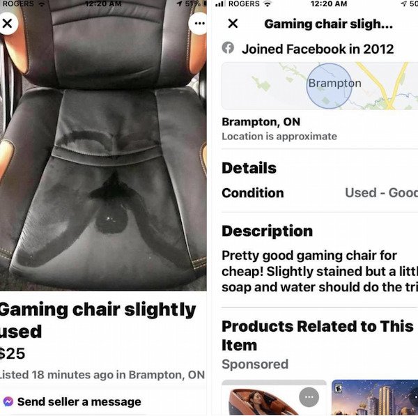 car seat cover - Rogers 1220 Am 1 51% ! Il Rogers 750 ... Gaming chair sligh... Joined Facebook in 2012 Brampton Brampton, On Location is approximate Details Condition Used Good Description Pretty good gaming chair for cheap! Slightly stained but a litt s