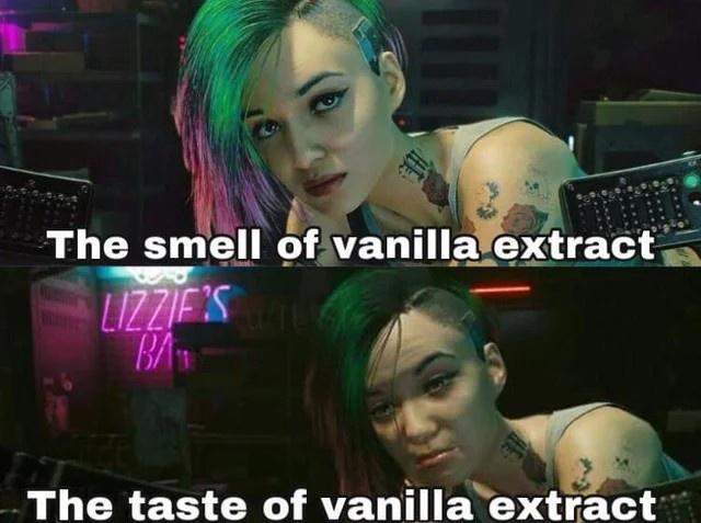 Cyberpunk 2077 - The smell of vanilla extract Lizzies Ba The taste of vanilla extract