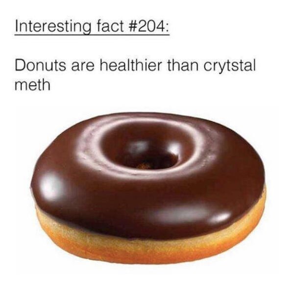 donuts are healthier than crystal meth - Interesting fact Donuts are healthier than crytstal meth