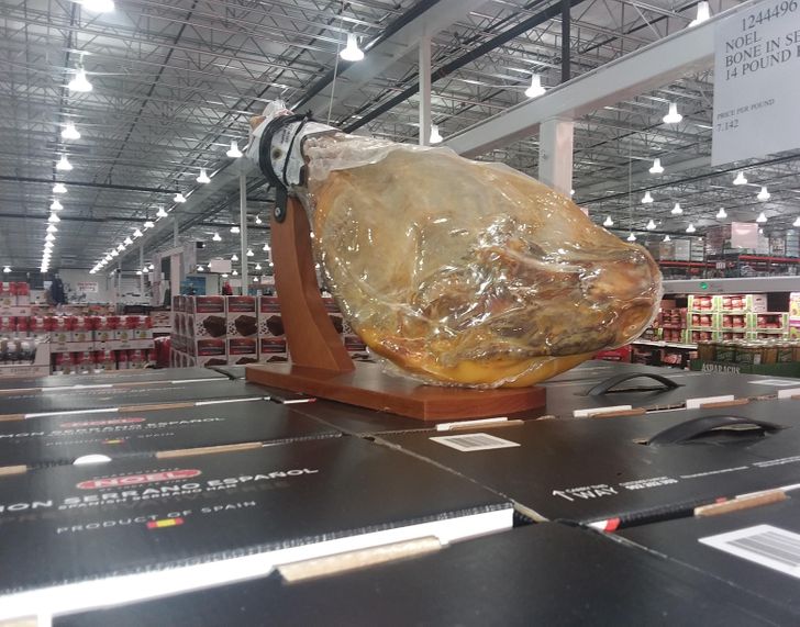 “Took this picture of a Spanish ham and it looks like it’s a massive ham standing in an airplane hangar.”