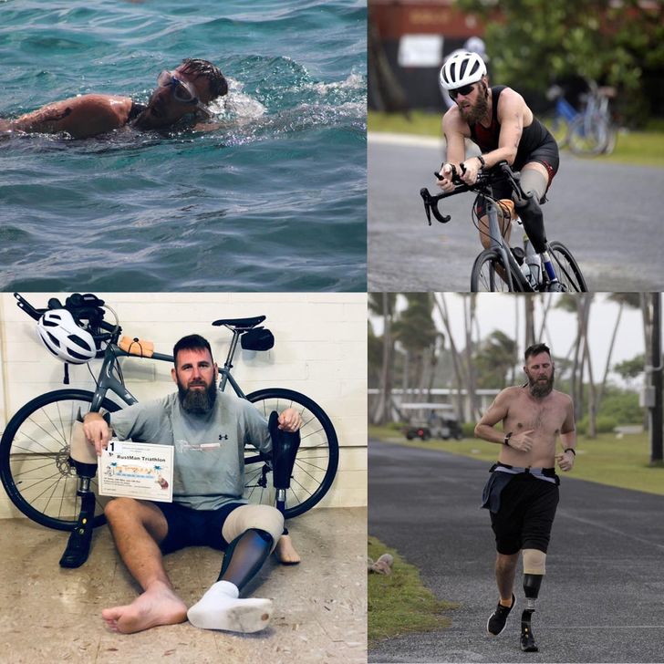 “I did a thing! First Olympic-ish Triathlon. 1k swim, 42k bike, 10k run.”