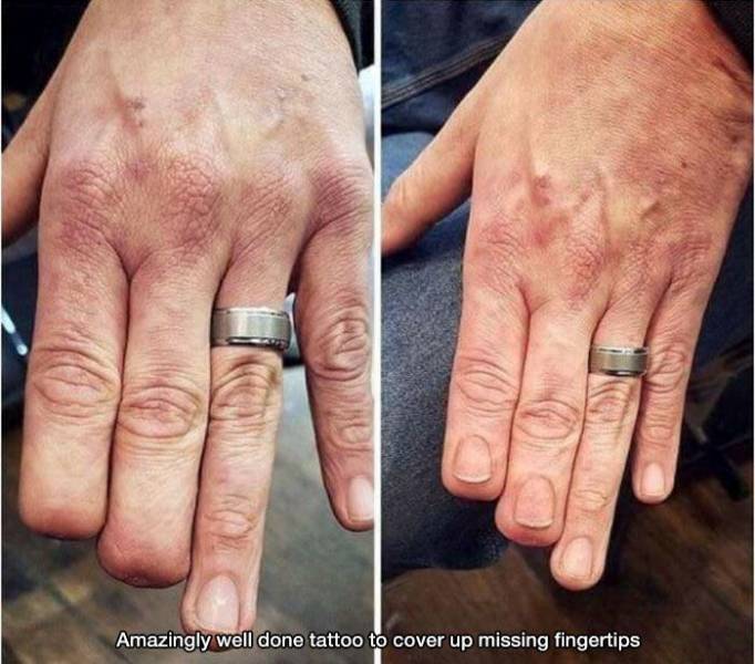 fingertip tattoo - Amazingly well done tattoo to cover up missing fingertips