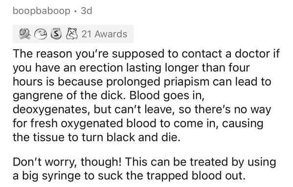 Pixel - boopbaboop 3d 21 Awards The reason you're supposed to contact a doctor if you have an erection lasting longer than four hours is because prolonged priapism can lead to gangrene of the dick. Blood goes in, deoxygenates, but can't leave, so there's 