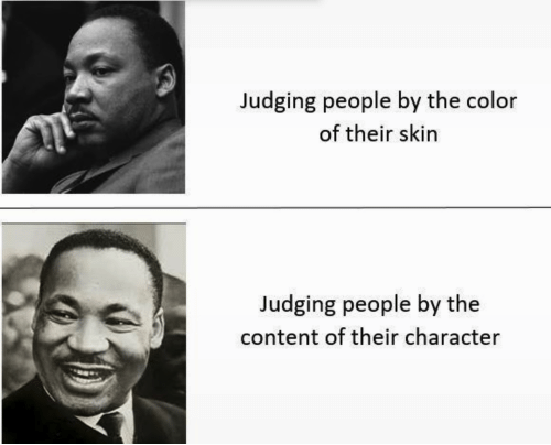 memes about history - Judging people by the color of their skin Judging people by the content of their character