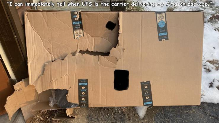 cardboard - "I can immediately tell when Ups is the carrier delivering my Amazon package." Son C