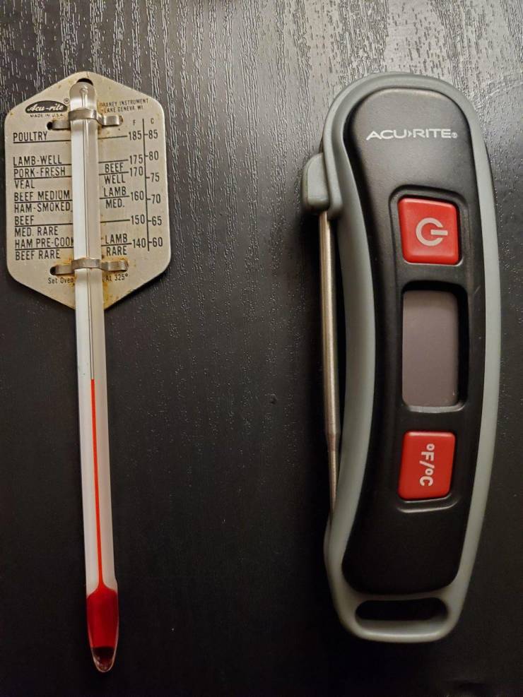 “Just realized I have a vintage meat thermometer and a modern one, both from the same company.”