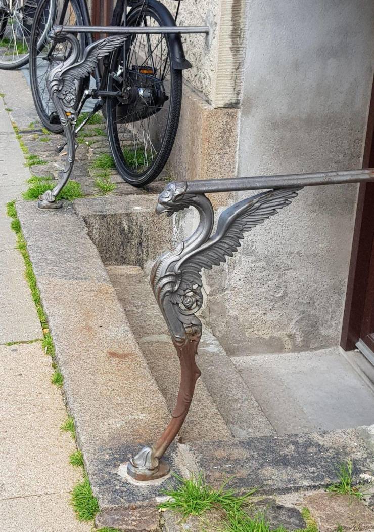 “These old ornate handrails on an othrewise nondescript Copenhagen building.”