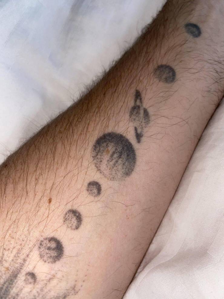 “I tattooed a solar system on my forearm and later got a mole on Jupiter which now represents its Great Red Spot.”