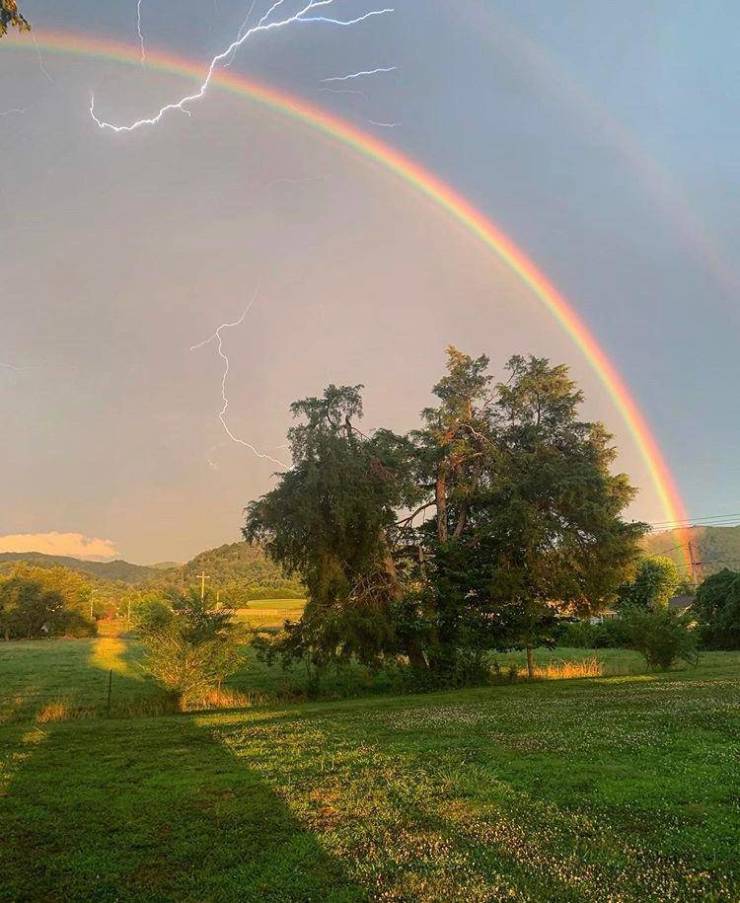 “A double rainbow with lightning.”