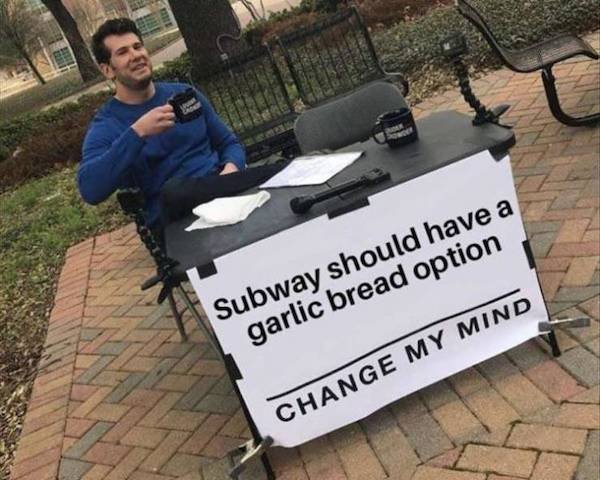 avatar joo dee meme - Subway should have a garlic bread option Change My Mind