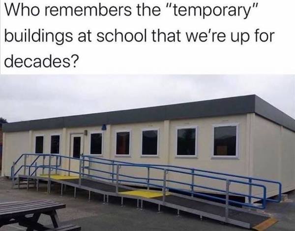 temporary school buildings - Who remembers the "temporary" buildings at school that we're up for decades?