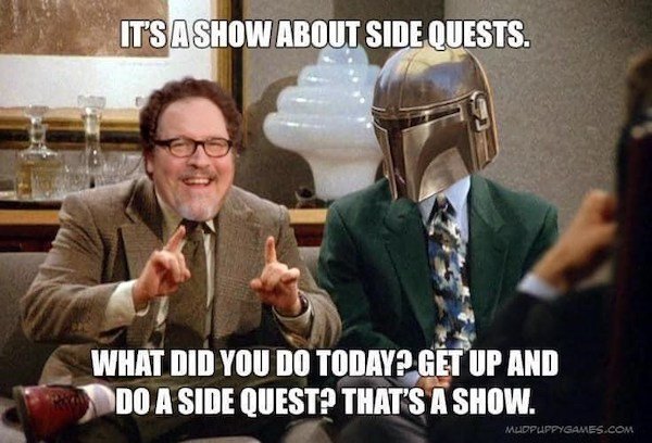 photo caption - It'S A Show About Side Quests. What Did You Do Today? Get Up And Do A Side Quest? That'S A Show. Mlidpuppygames.Com