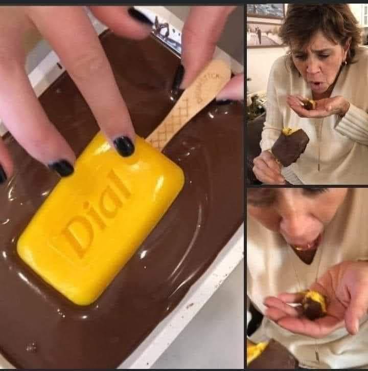 funny memes - dial soap bar chocolate popsicle prank