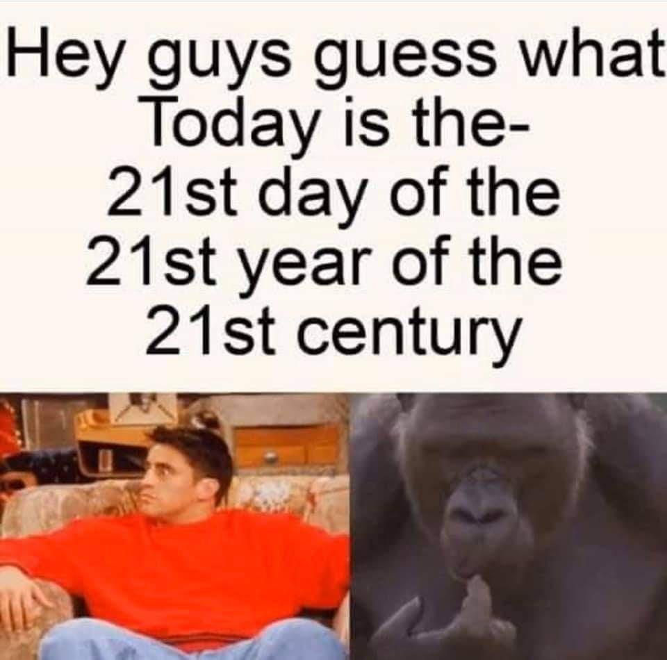 funny memes - Hey guys guess what Today is the 21st day of the 21st year of the 21st century