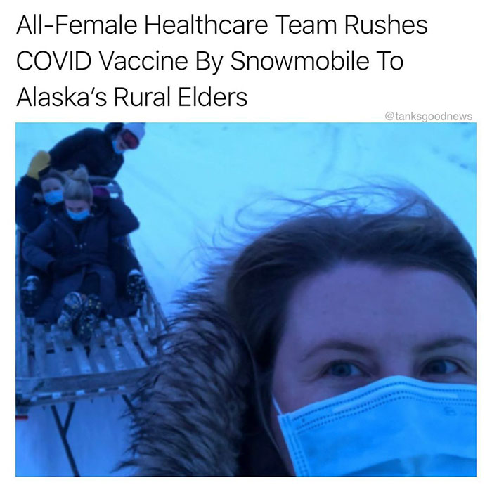 COVID-19 vaccine - AllFemale Healthcare Team Rushes Covid Vaccine By Snowmobile To Alaska's Rural Elders