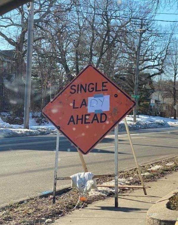 traffic sign - Single Lady Ahead