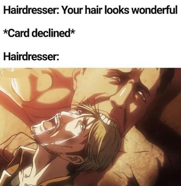 Hairdresser - Hairdresser Your hair looks wonderful Card declined Hairdresser Uni