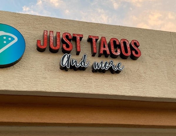signage - Just Vacos and more