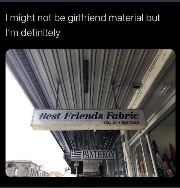 daylighting - I might not be girlfriend material but I'm definitely Best Friends Fabric Tel. 0414587922 Espantheon