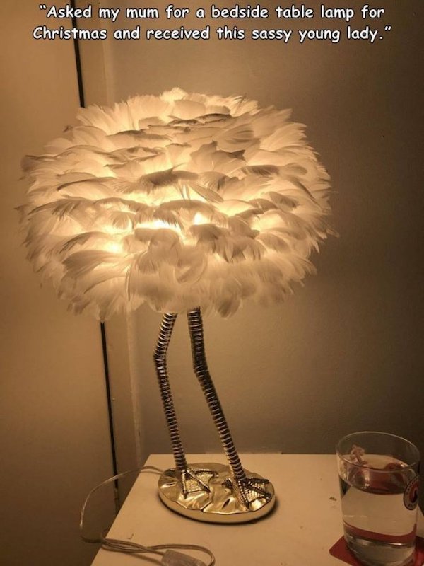 lampshade - "Asked my mum for a bedside table lamp for Christmas and received this sassy young lady."
