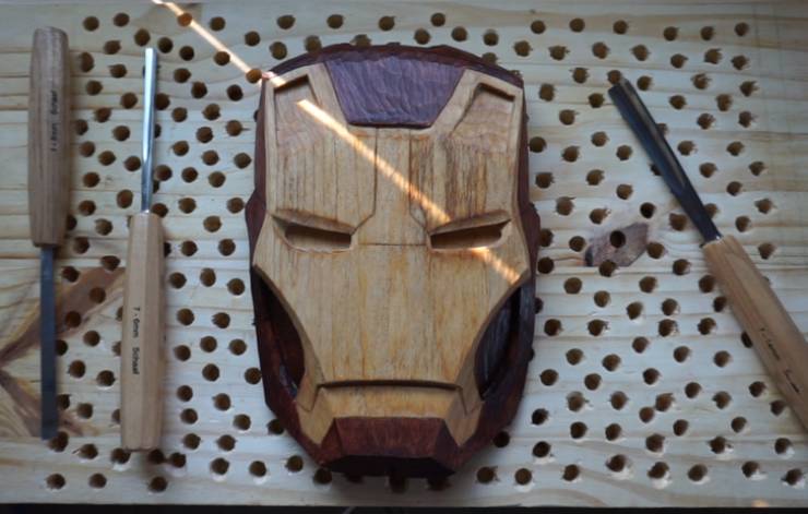 cool things creative people made - iron man wooden mask