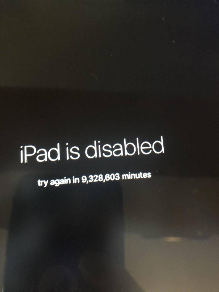 atmosphere - iPad is disabled try again in 9,328,603 minutes