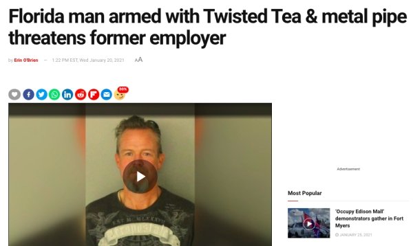 nhs employers - Florida man armed with Twisted Tea & metal pipe threatens former employer Erin O'Brien 122 Pm Est Wed Aa Ada Most Popular "Occupy Edison Mall demonstrators gather in Fort Myers